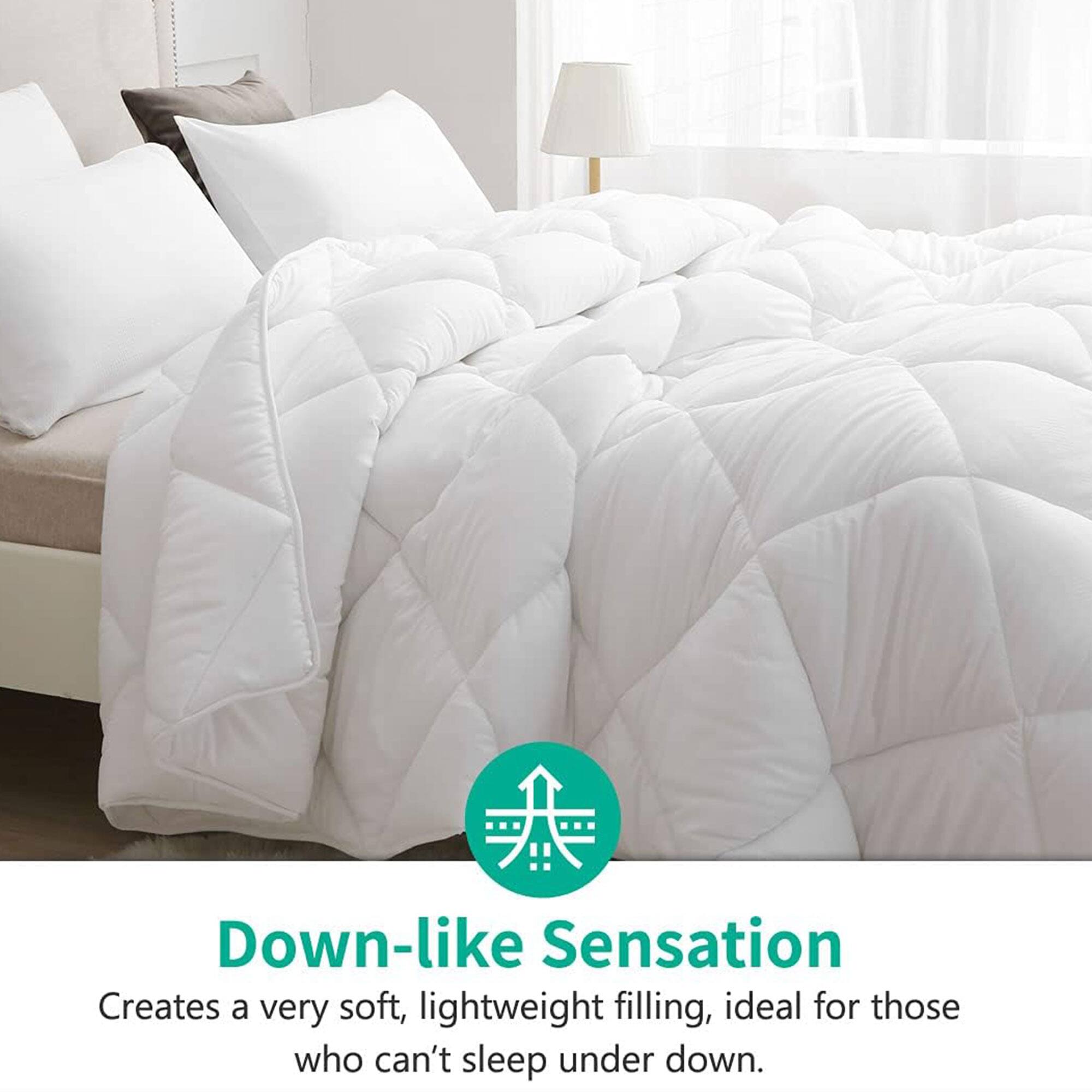 Down-like Sensation  
Creates a very soft, lightweight filling, ideal for those who can't sleep under down.
