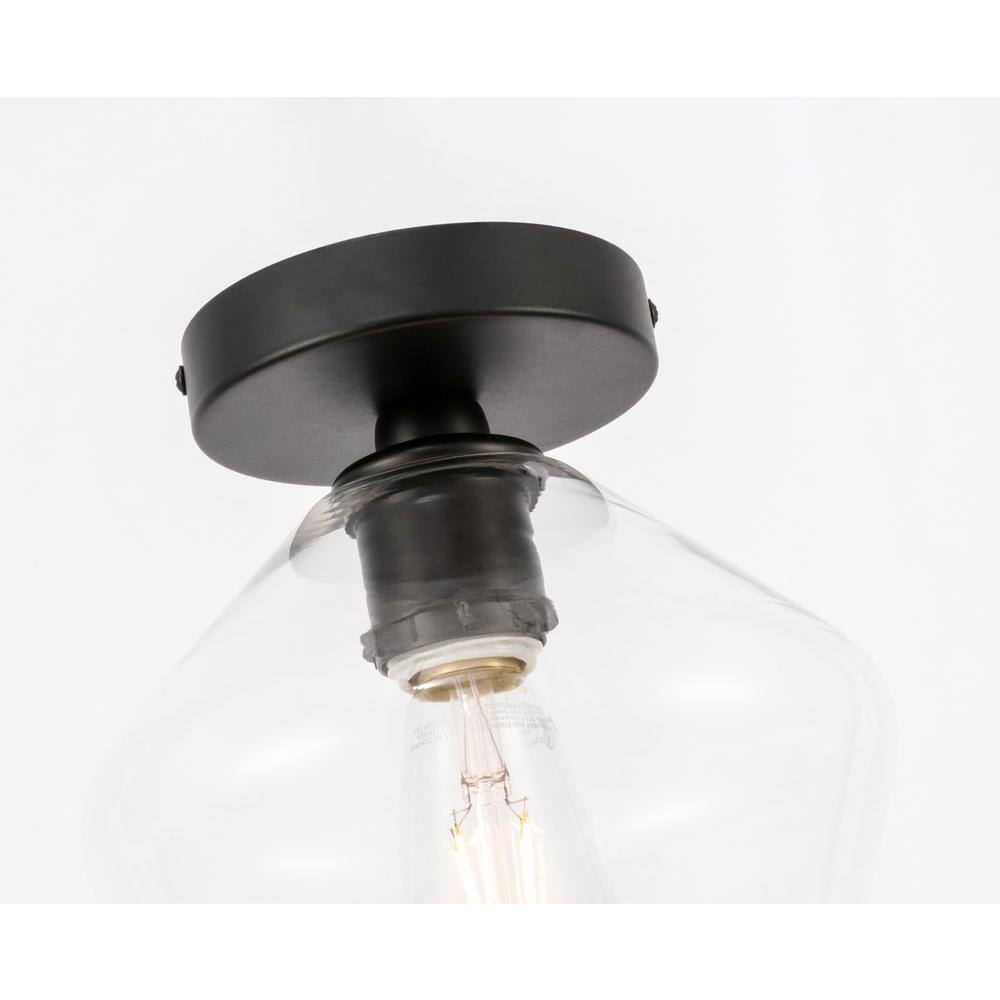 Alt View 1. Living District - Gene 1 light Black and Clear glass Flush mount - Black And Clear Glass.