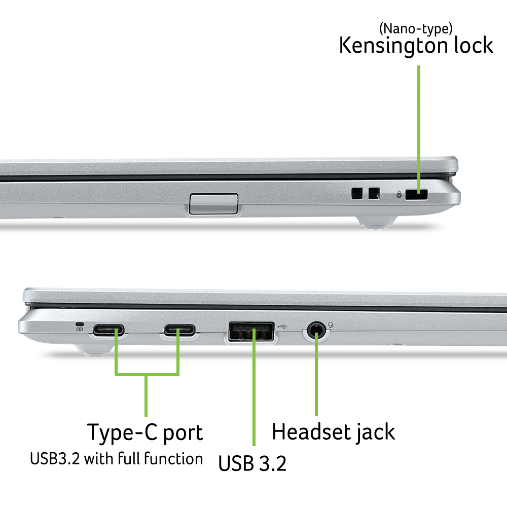 Alt View 4. Acer - Chromebook 314 14" WUXGA Laptop, MediaTek Kompanio 540, 4GB LPDDR5X, 64GB eMMC, ChromeOS - CBOA314-2H-8878 - Silver.