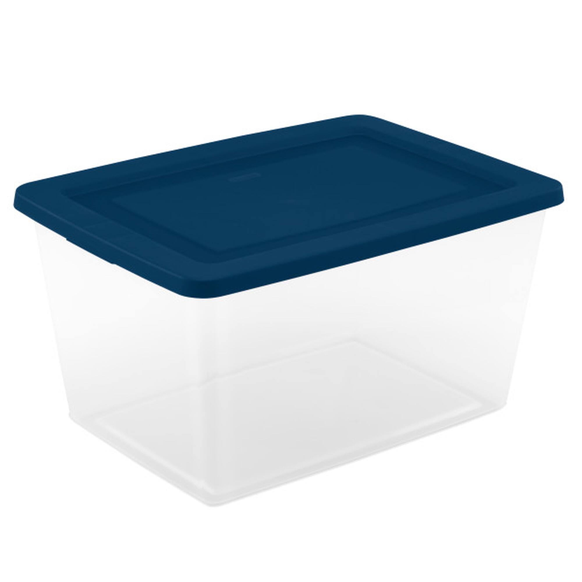 Front. Sterilite - Sterilite 58Qt Storage Boxes, Clear Plastic Containers with Lid, Set of 24, Blue - Blue.