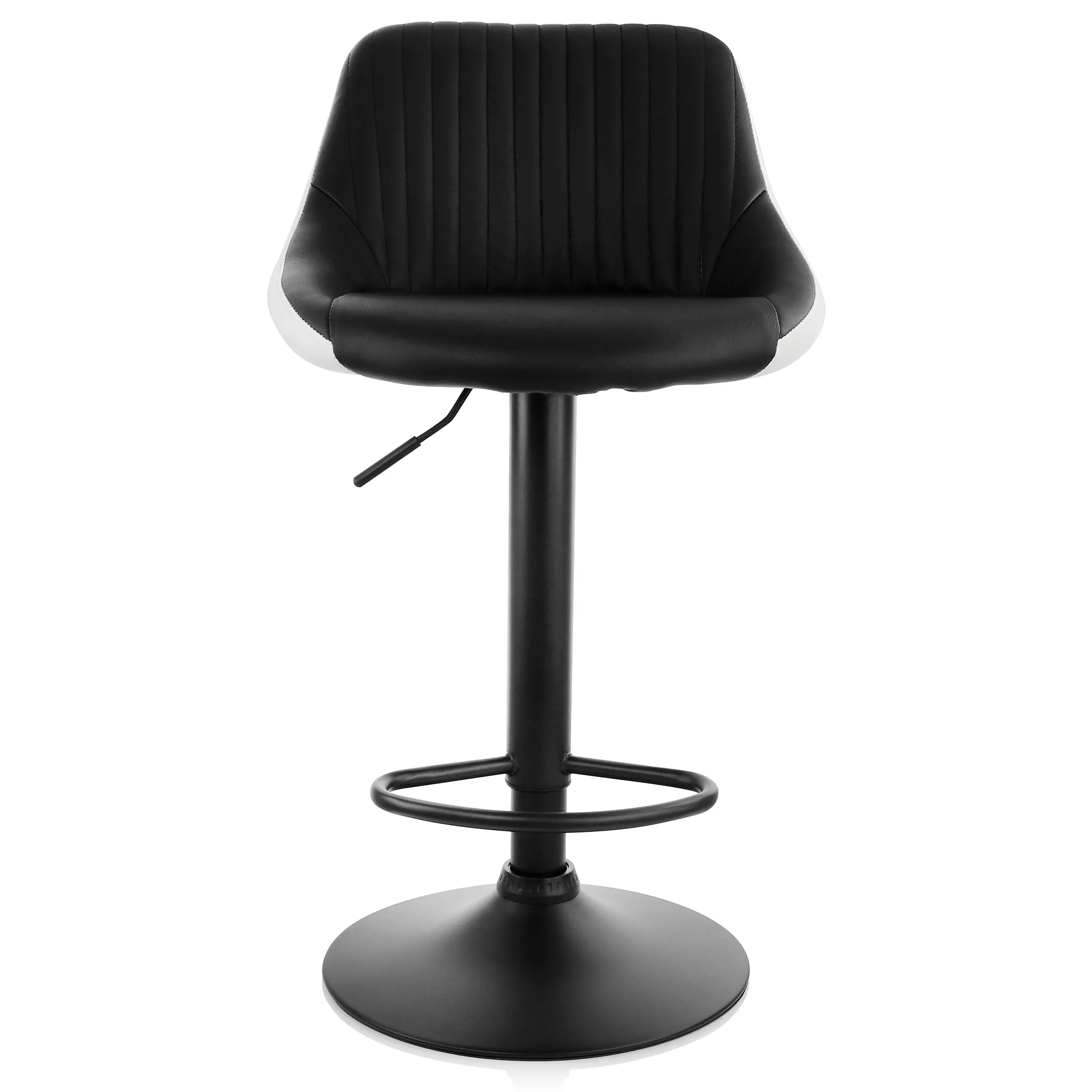 Alt View 1. Elama - Elama 2 Piece Faux Leather Adjustable Bar Stool in Black and White with Black Base - Black and White.