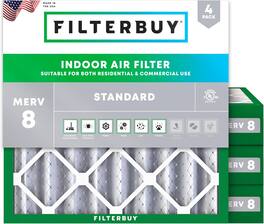 Filterbuy - 19x19x4 MERV 8 Dust & Allergy Defense, Electrostatic Pleated HVAC AC Furnace Air Filters Replacement (4-Pack) - Silver