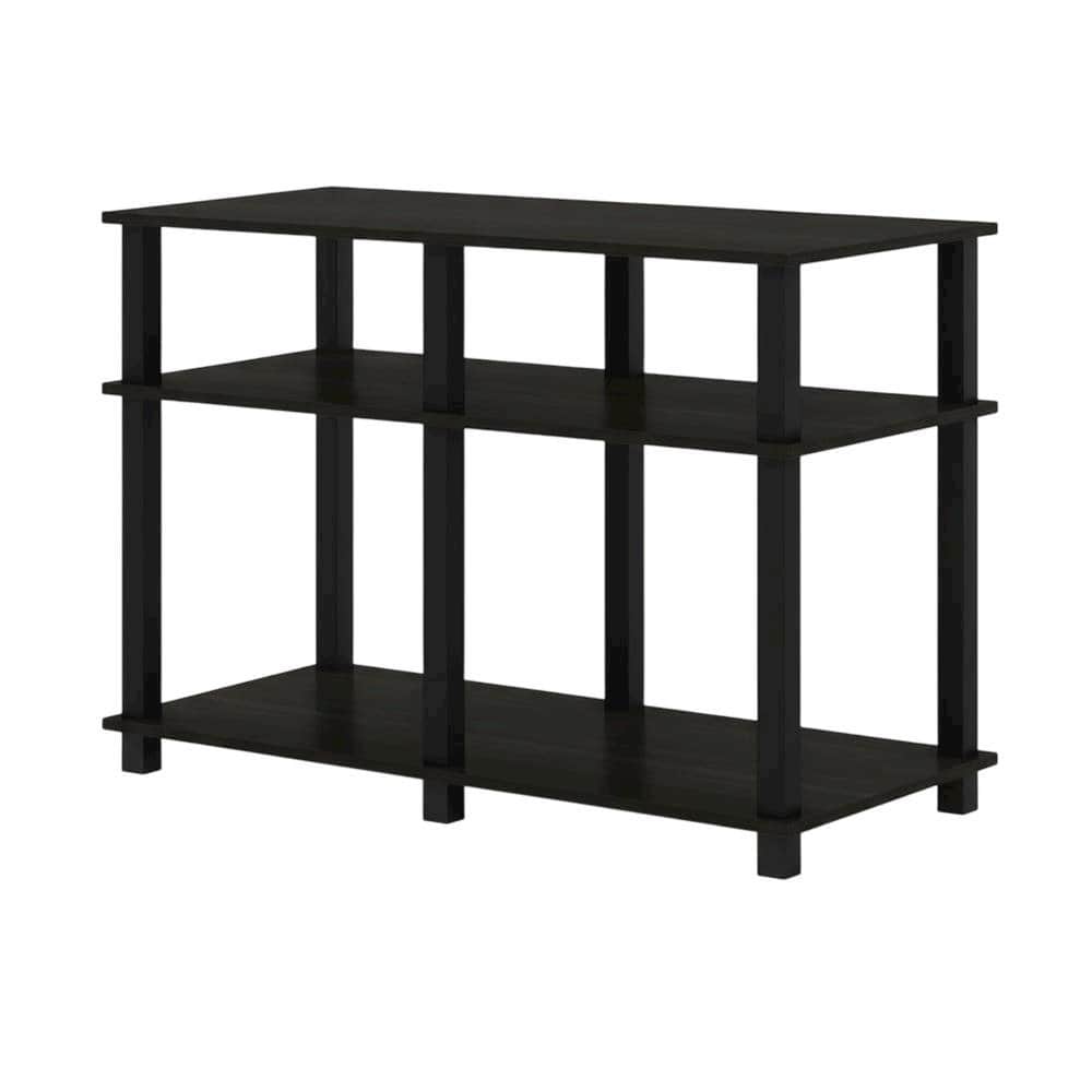 FurniFact - Wood TV stand with Espresso/ finish for screens up to 40 inches - Black