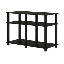 FurniFact - Wood TV stand with Espresso/ finish for screens up to 40 inches - Black