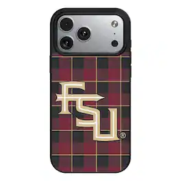 Keyscaper - NCAA - Florida State Seminoles Plaid Magnetic Bump iPhone Case - 15 - Black