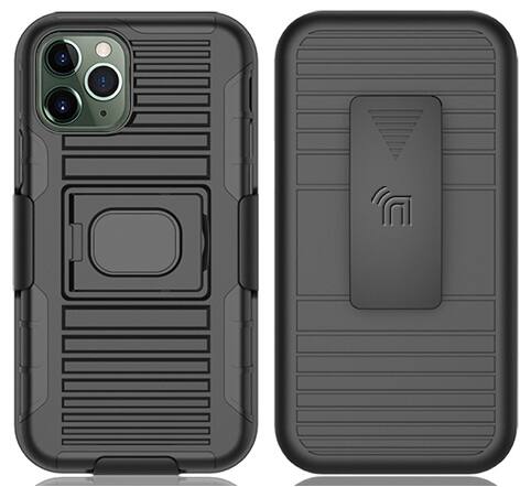Alt View 2. Nakedcellphone - Combo for iPhone 11 Pro - Ring Grip/Stand Case and Belt Clip Holster - Black.