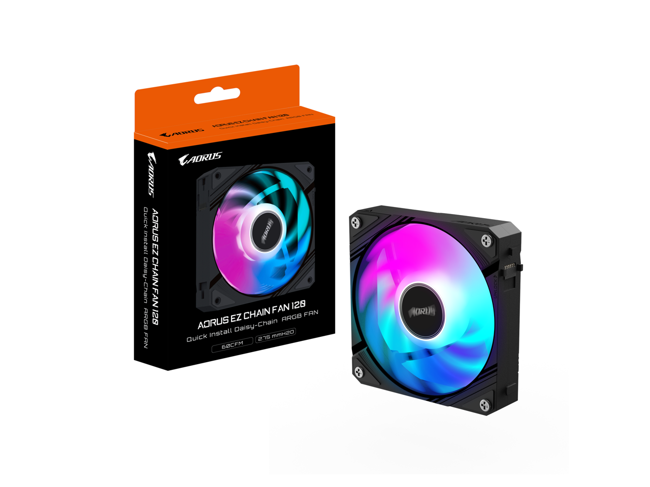 AORUS EZ CHAIN FAN 128  
Quick Install Daisy-Chain ARGB FAN  
68CFM  
215 mmH2O