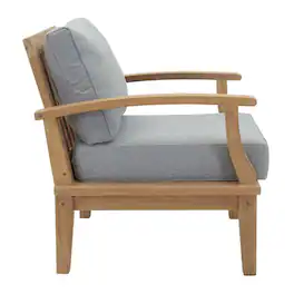 Outdoor Escape - Outdoor Teak Armchair For Patio Lounge With Cushioned Seating - Gray