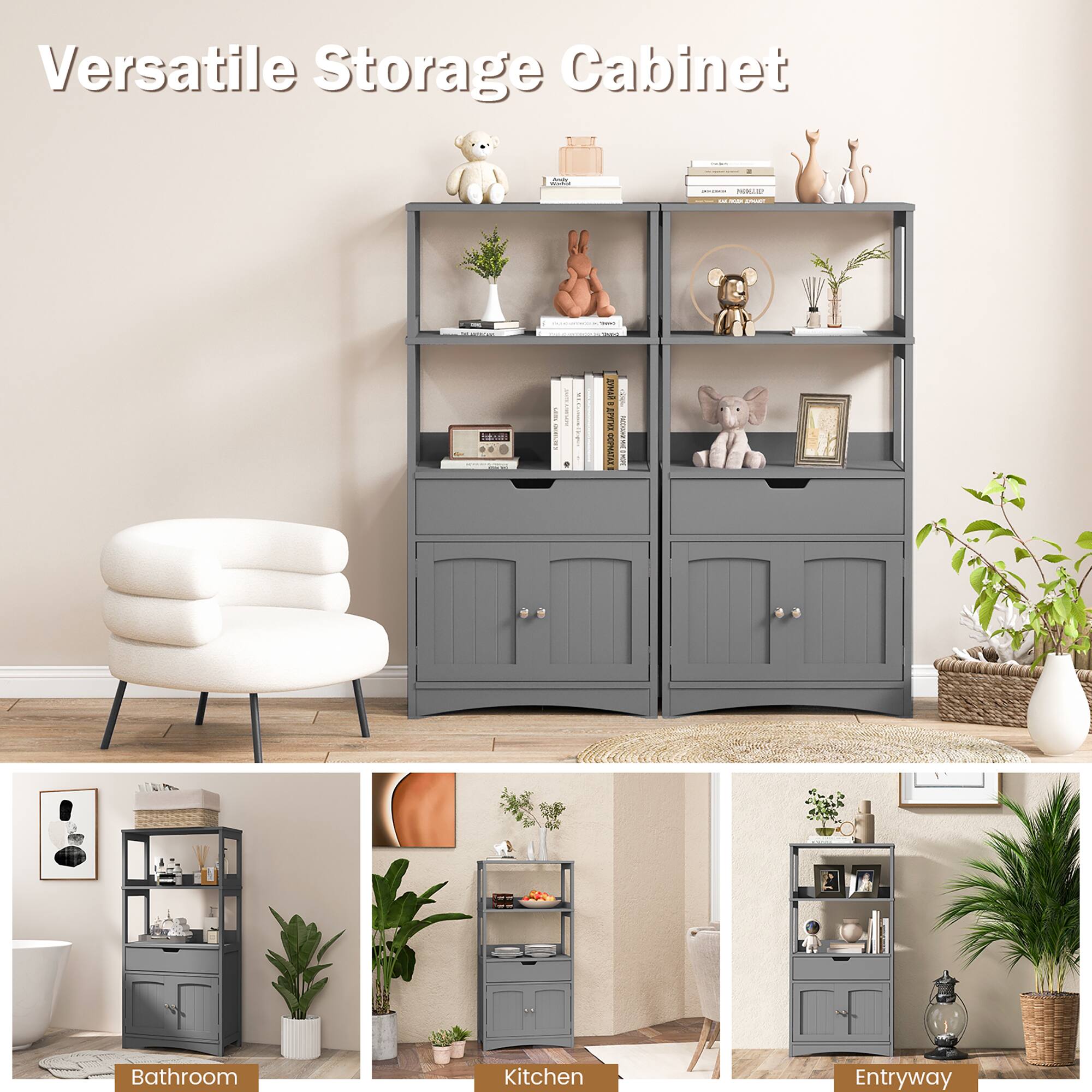 Versatile Storage Cabinet

Bathroom

Kitchen

Entryway