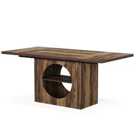 Kadyn - End Table,Dining Table, Living Room Table,63" Dining Table, Wood Kitchen Table with Storage for 4-6 - Brown