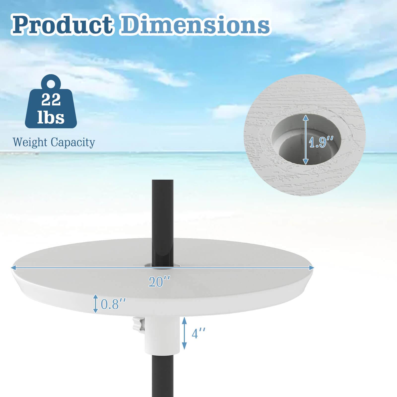 Product Dimensions  
Weight Capacity: 22 lbs  
1.9"  
0.8"  
20"  
4"