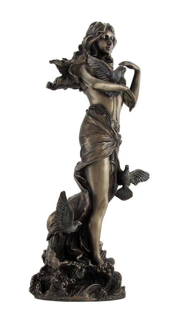 Alt View 2. Veronese Design - Bronzed Aphrodite with Doves on Scallop Shell Statue - Bronze.