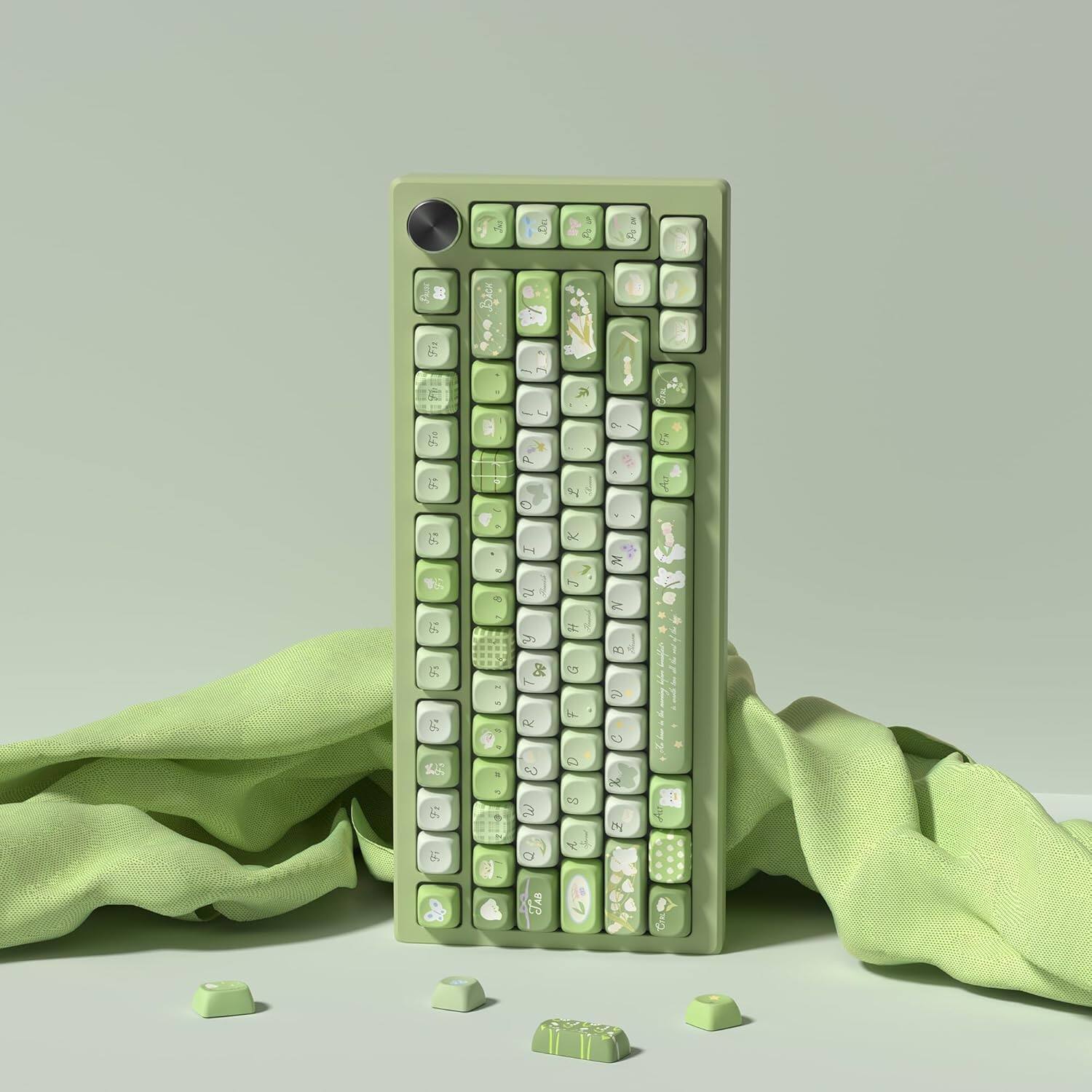 Alt View 3. Womier - PBT Keycap Set, MOA Profile Dye-Sub Custom Keyboard Keycap for Cherry MX Switch US Layout Mechanical Keyboard - Pure Green.