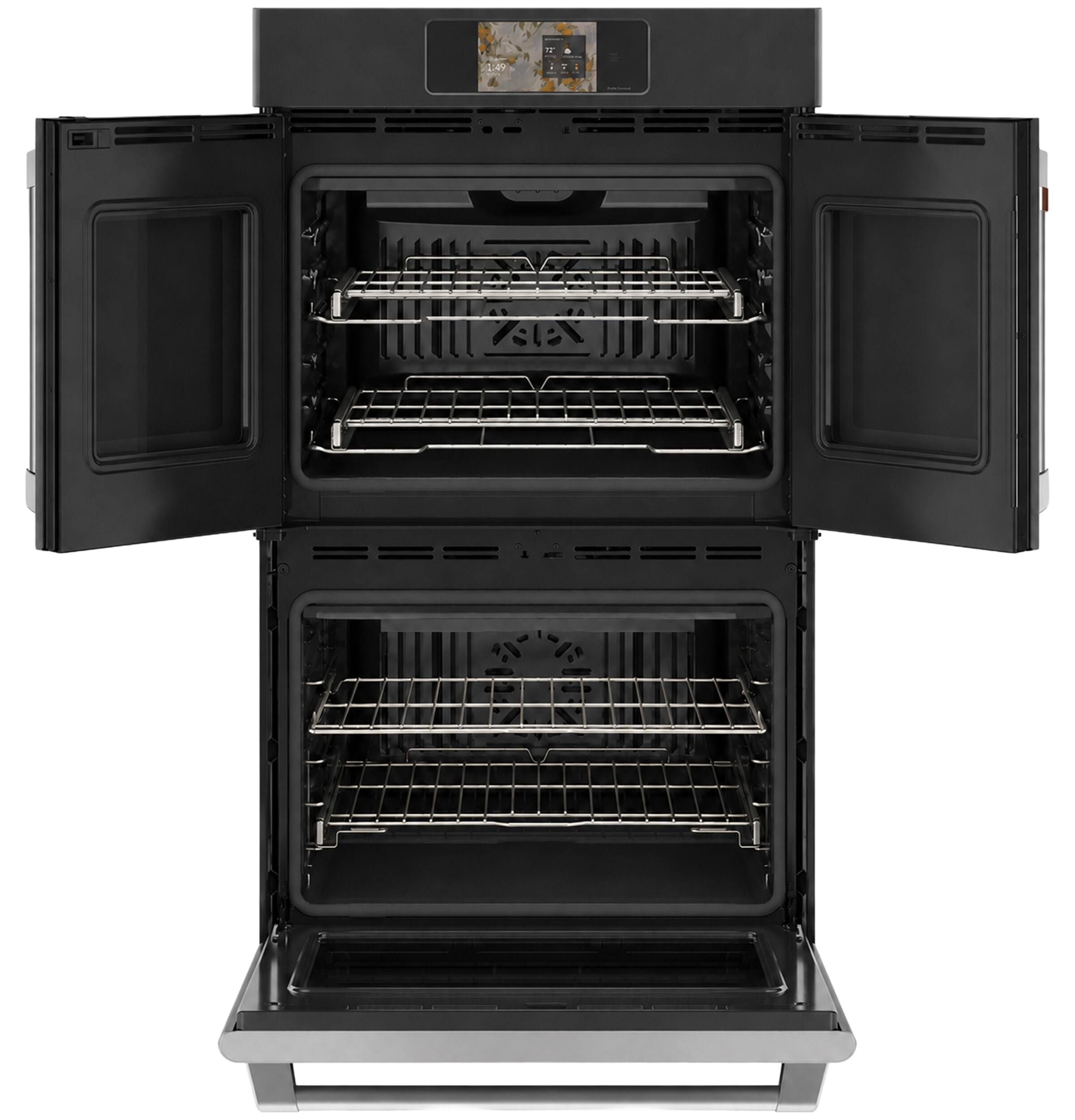 Alt View 19. Café - 30" Smart Built-In Double Electric Convection French Door Wall Oven with No Preheat Air Fry - Matte Black.