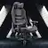 Front. Bestier - Gaming Chair 5 - PU Leather Fixed up Armrest Lumbar Support Ergonomic Arm Chair in Black With Double Arm & Footrest - Black.