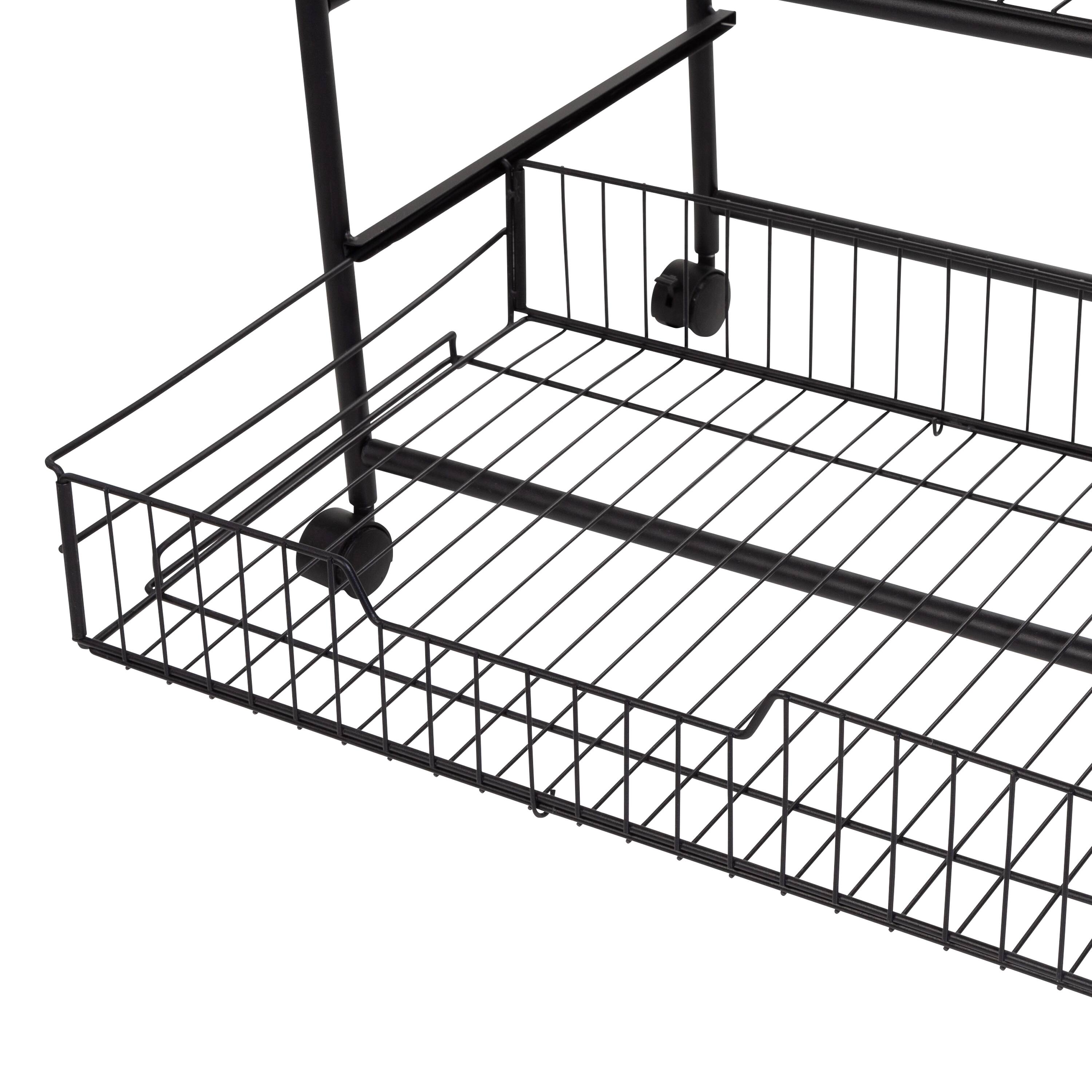 Best Buy HoneyCanDo 3Tier Rolling Cart with Wood Shelf and PullOut