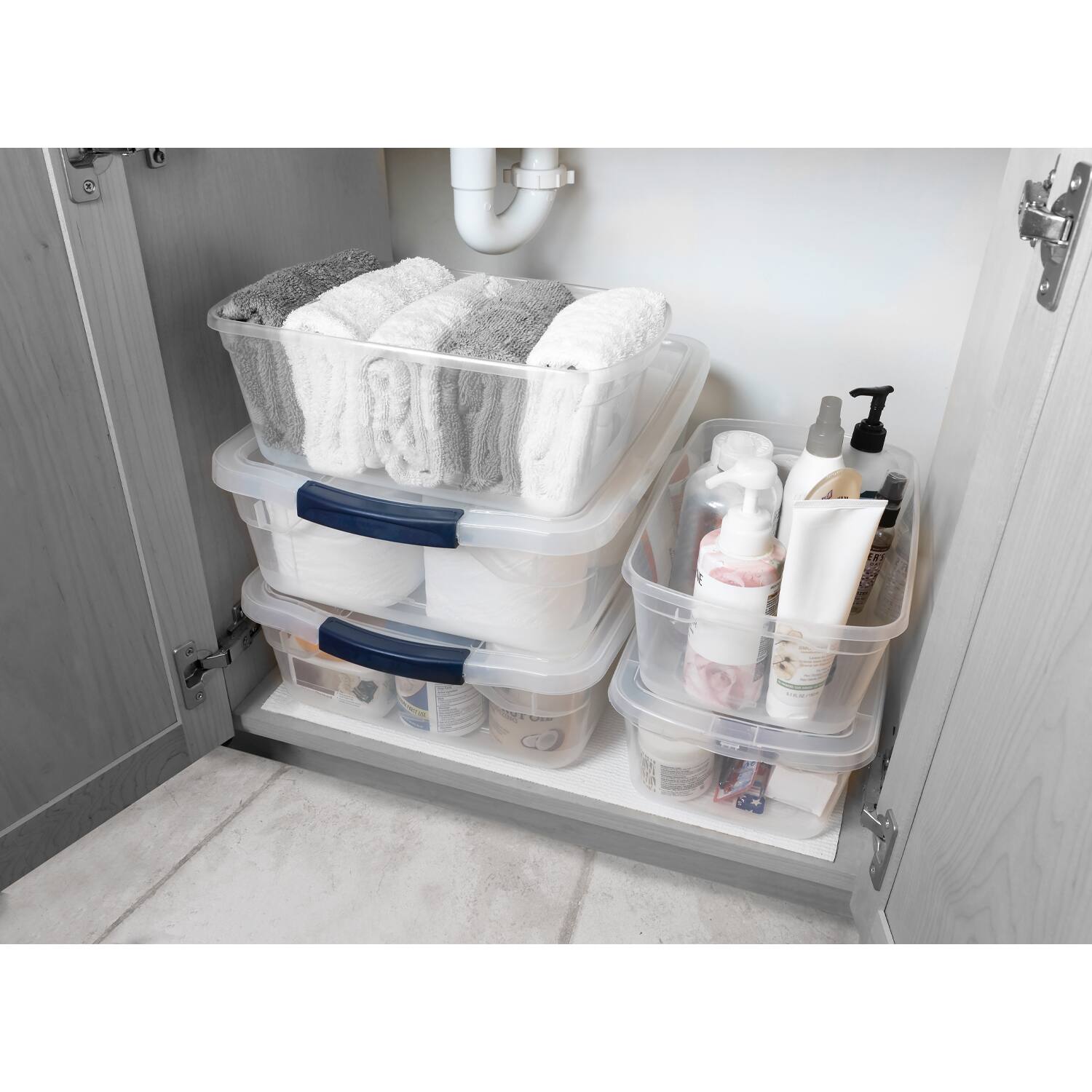 Alt View 3. RubberMaid - Rubbermaid Cleverstore 95 Quart Plastic Storage Container & Lid, Clear (8 Pack).