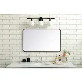 Elegant Decor - Soft corner metal rectangular mirror 24x40 inch - Black