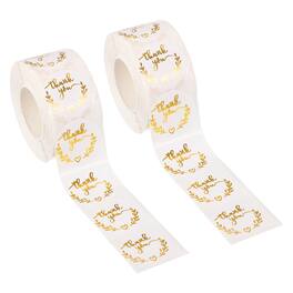 Unique Bargains - 1000pcs Thank You Stickers, 1 Inch Round Self-Adhesive Labels Roll for Small Business Sealing Box Envelope, Style13 - White