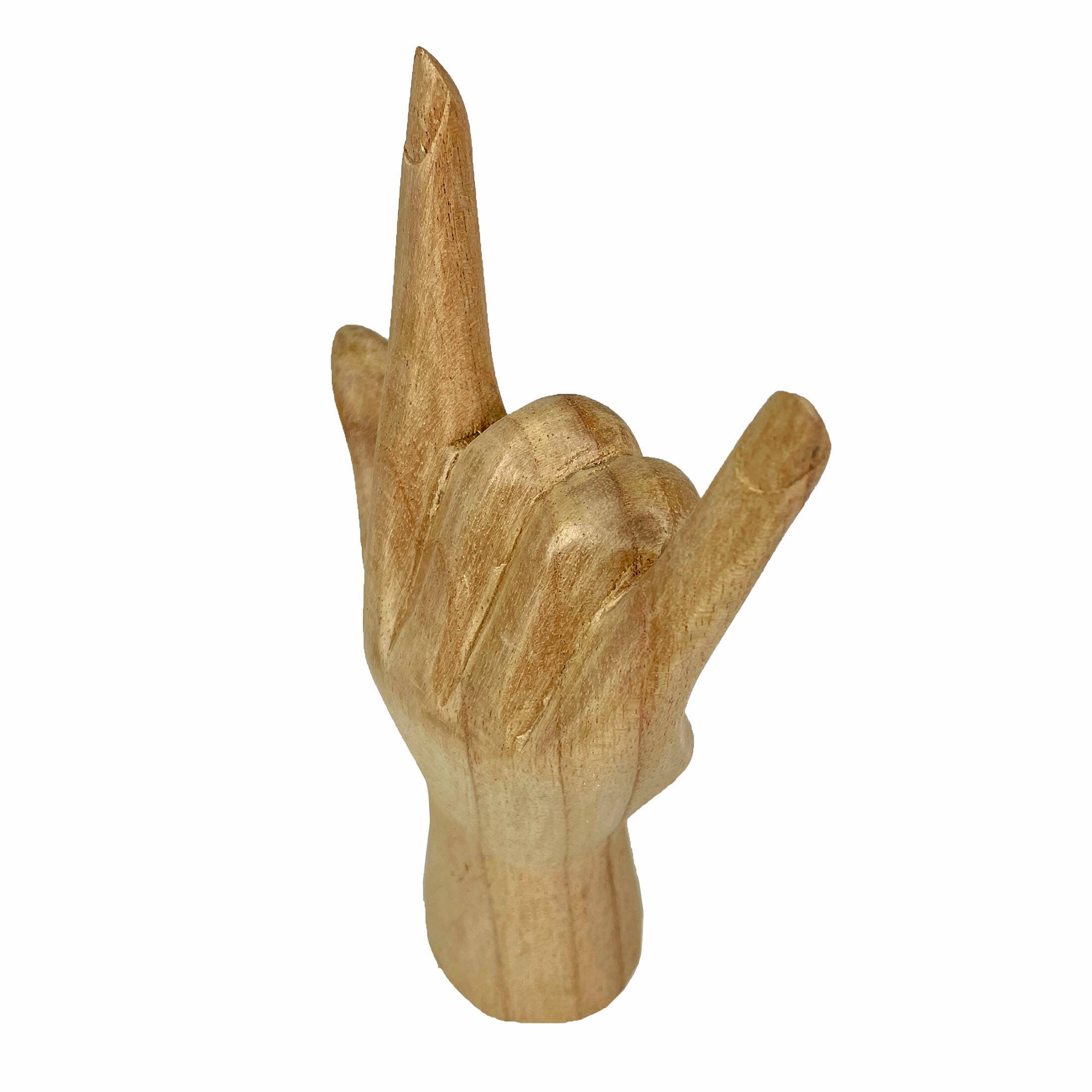 Alt View 8. Zeckos - Carved Wood ASL I Love You Hand Gesture Statue 8.5 Inch Tabletop Sculpture - Brown.