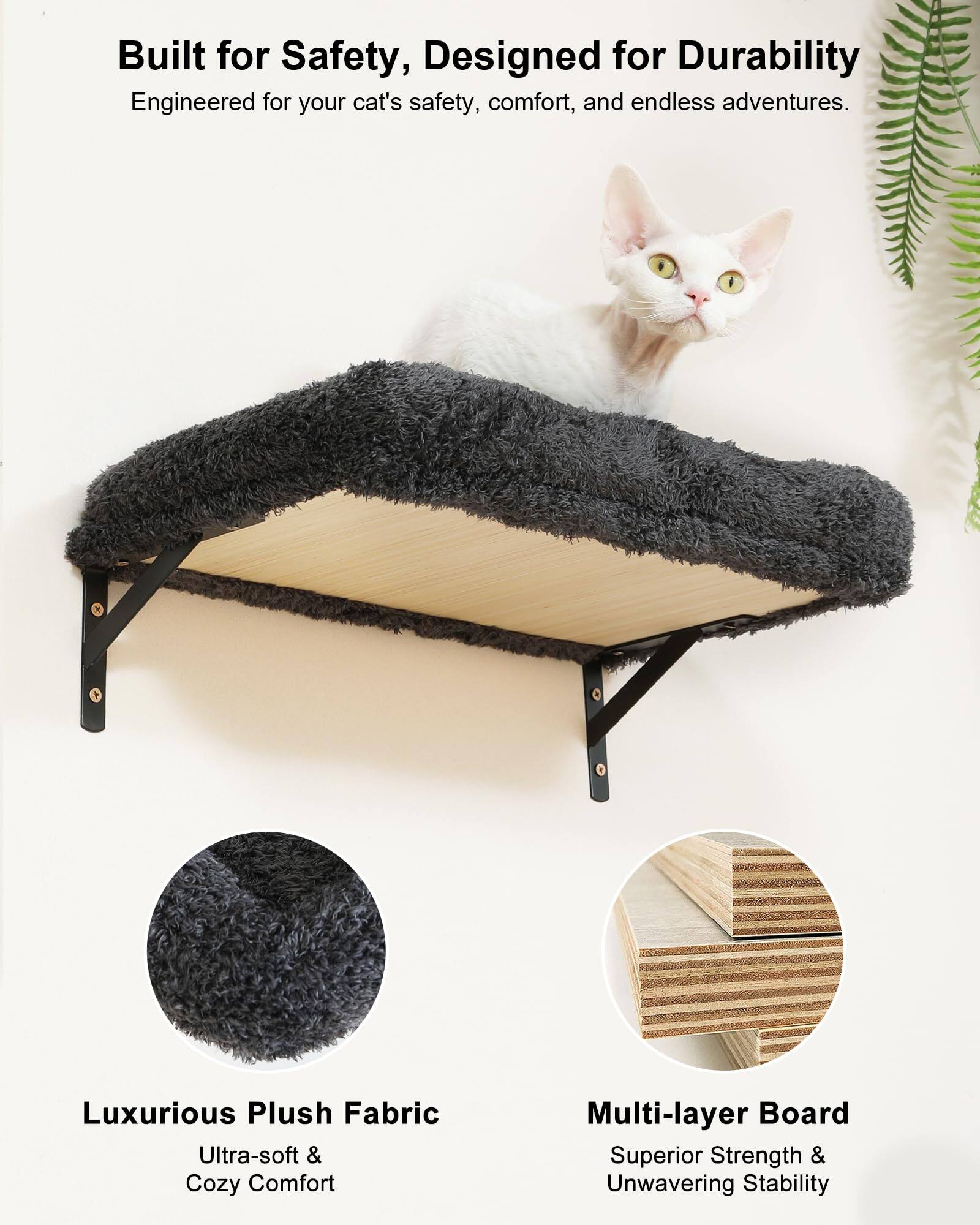 Built for Safety, Designed for Durability  
Engineered for your cat's safety, comfort, and endless adventures.

Luxurious Plush Fabric  
Ultra-soft & Cozy Comfort

Multi-layer Board  
Superior Strength & Unwavering Stability