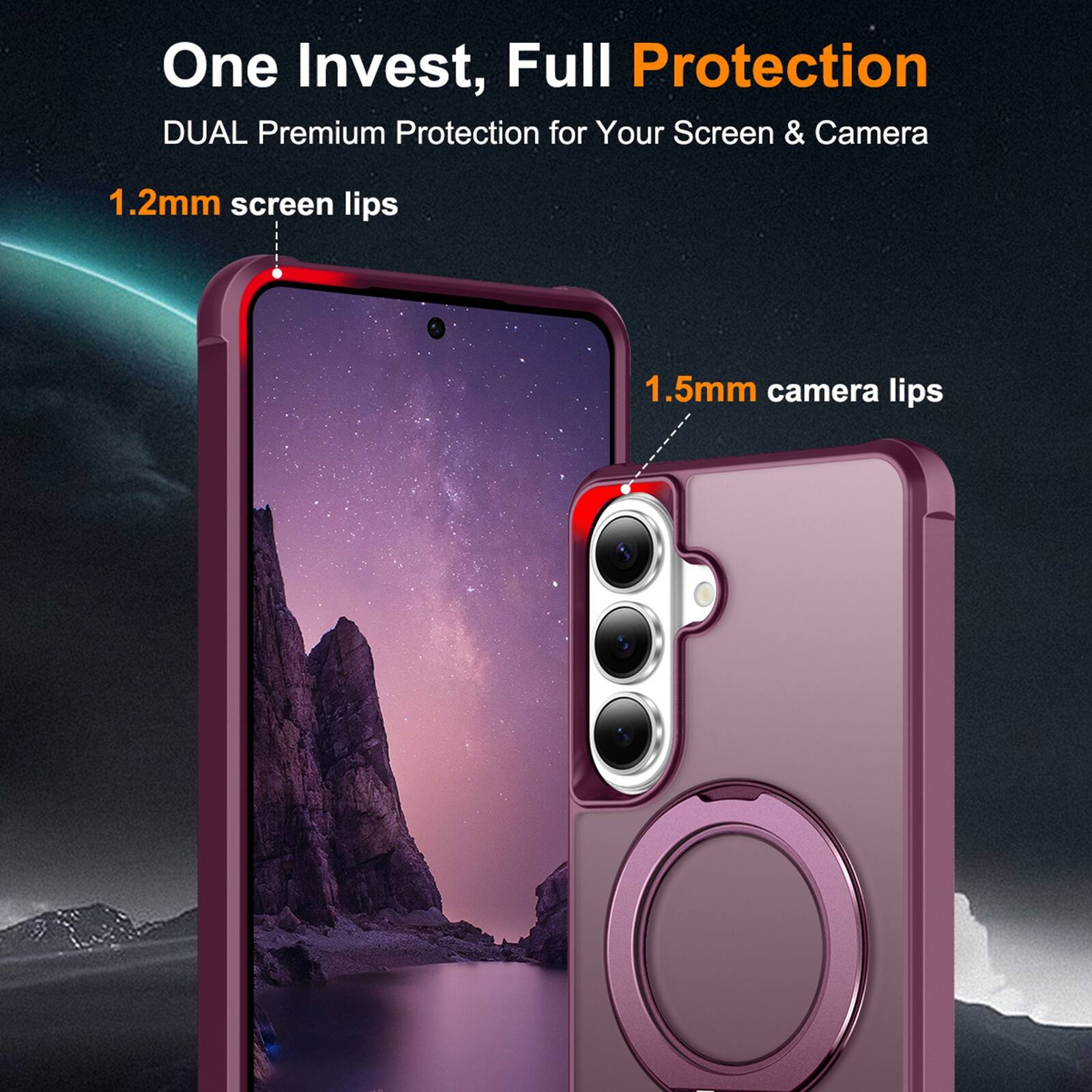 One Invest, Full Protection  
DUAL Premium Protection for Your Screen & Camera  
1.2mm screen lips  
1.5mm camera lips