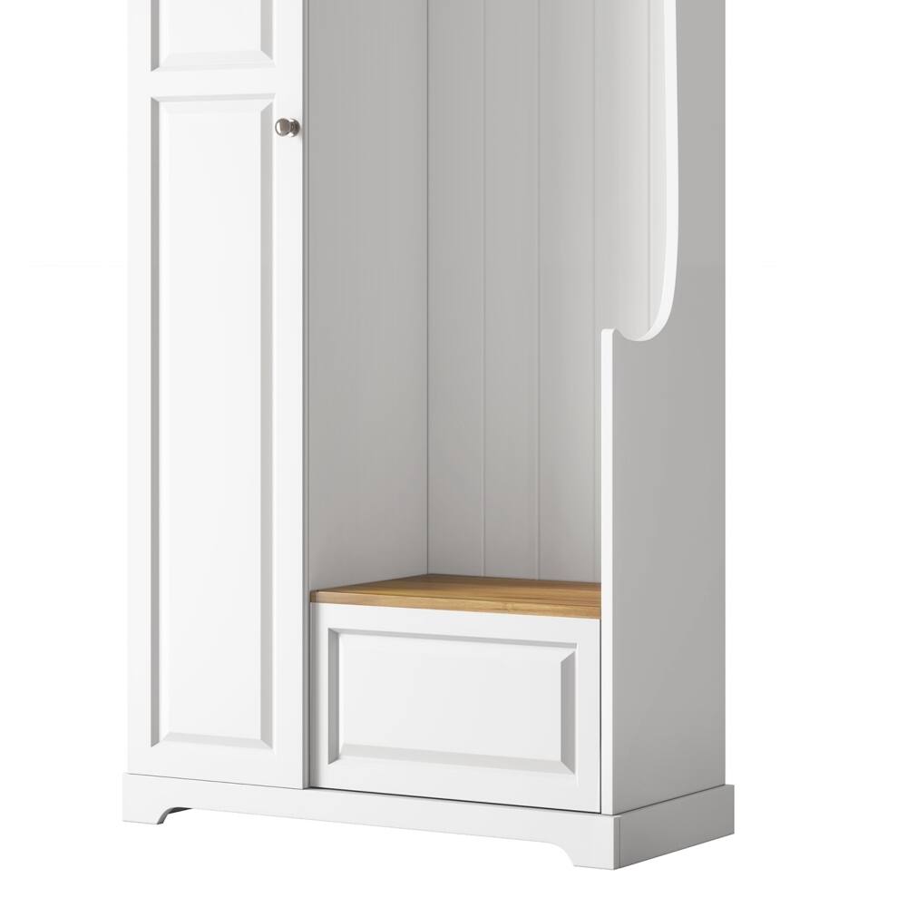 Alt View 8. Loheer - Loheer White Minimalist Hall Tree with Flip Up Bench and Adjustable Shelves - White.