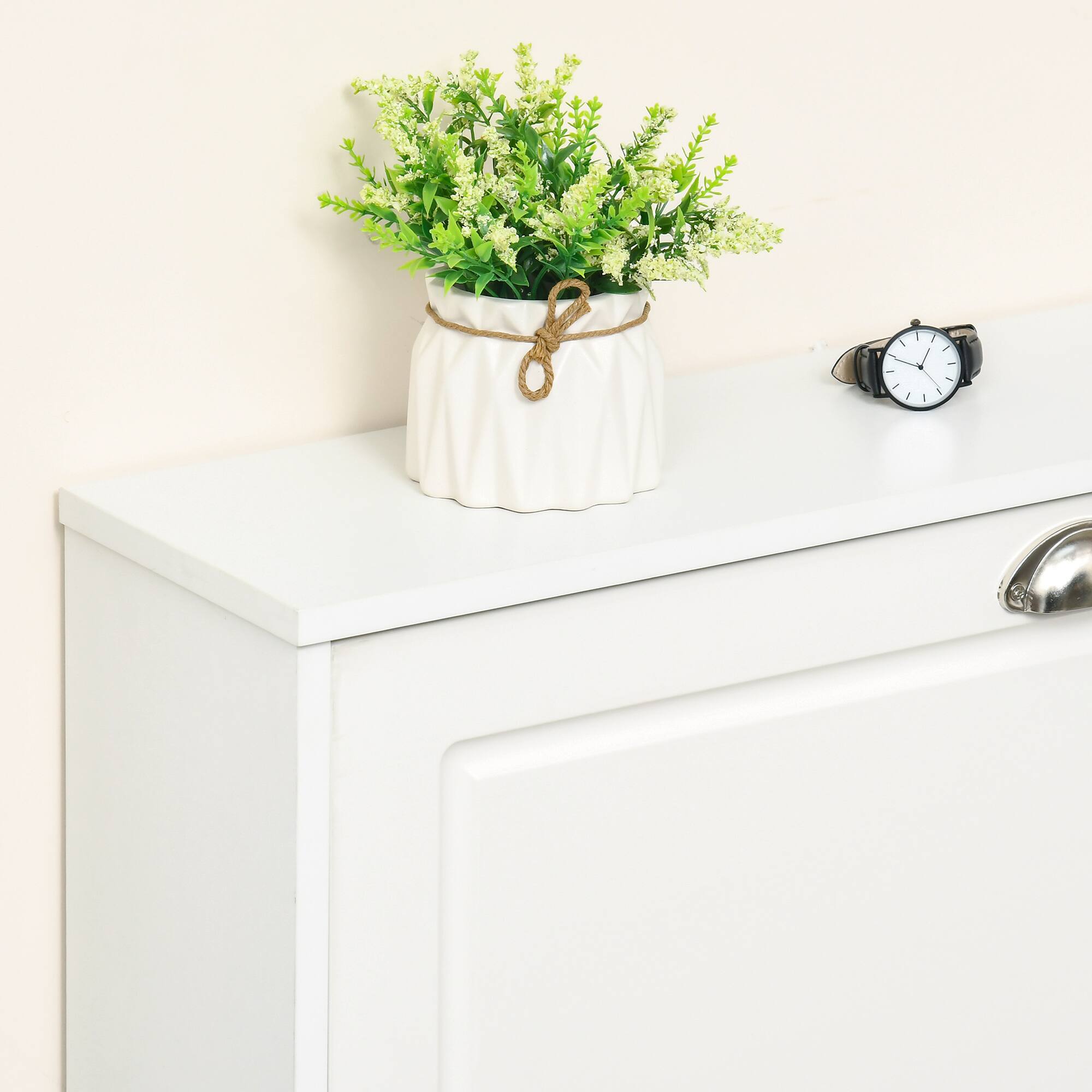 Alt View 7. Homcom - Cabinet, Narrow Shoe Storage Cabinet with 3 Flip Drawers, Holds 12 Pairs for Entryway - White.
