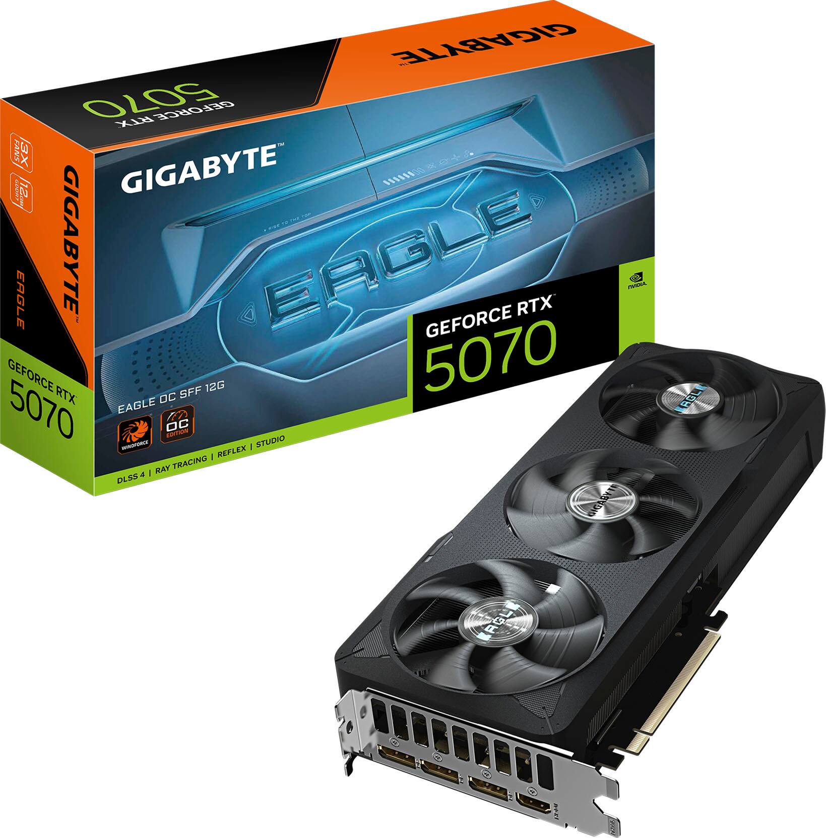 GIGABYTE EAGLE RTX 5070 GEFORCE 3X GIGABYTE WORLDS FIRST HIGH-PERFORMANCE GIGABYTE EAGLE RTX n E GEFORCE RTX SFF 12G 5070 OC 5070 EAGLE F7 OC CarTNSR WSSERE - STUDIO . MEFLEX MAY TRACING a : DL5S GIGABYTE AOL AGL AGL