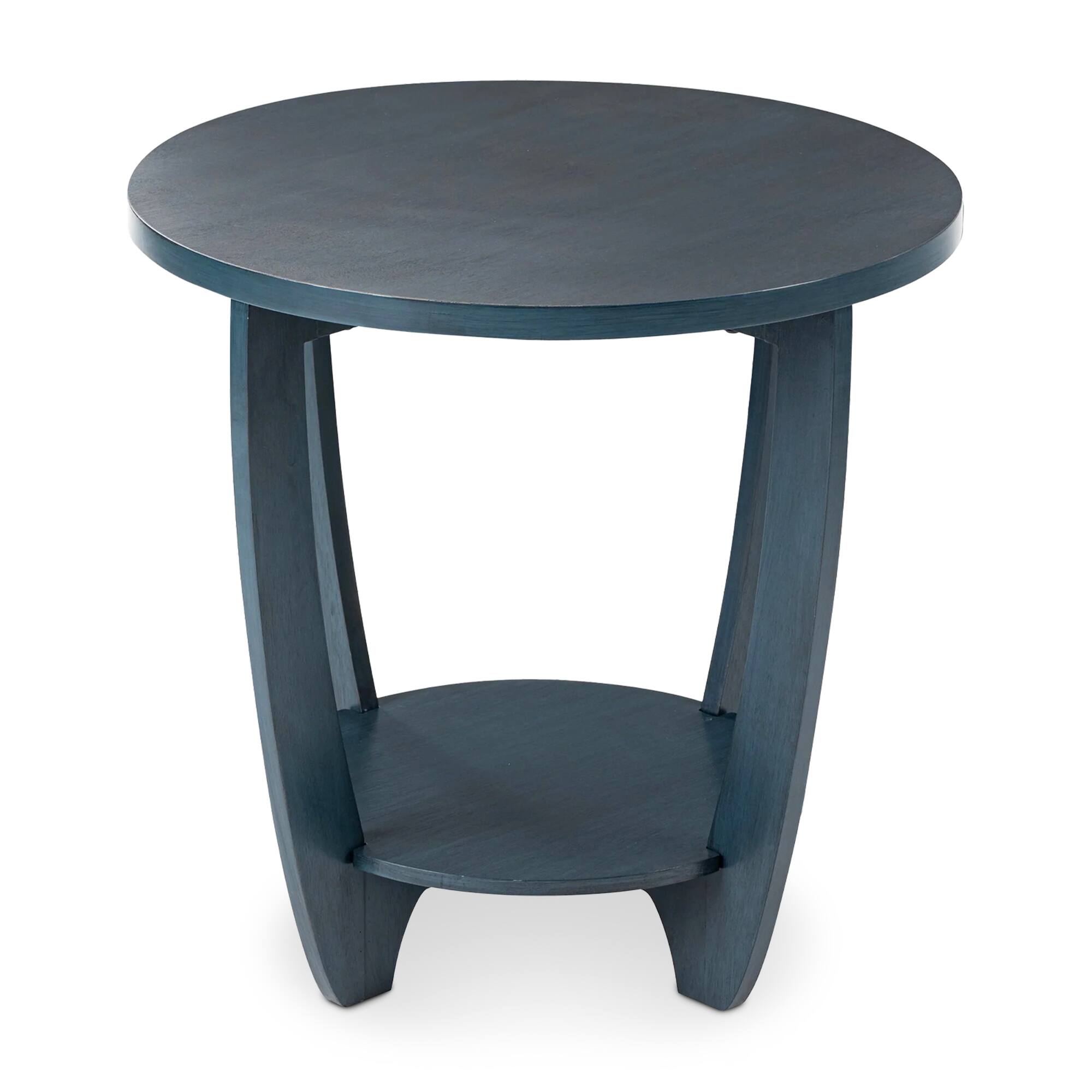 Front. COZAYH - COZAYH Round End Table with Storage Shelf for Living Room or Bedroom, Blue - Blue.