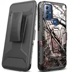 Front. RomeTech - Rome Tech Dual Layer Holster Case for Moto G Play (2023) - Camo Tree - Camo Tree.