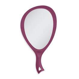 Zadro - Large Teardrop Hand Mirror with Ergonomic Handle and Hanging Loop - Made in USA - Magenta