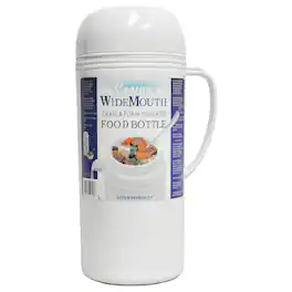 Brentwood - 1.0L Wide Mouth Mouth Glass Vacuum / Foam Insulated Food Thermos - White