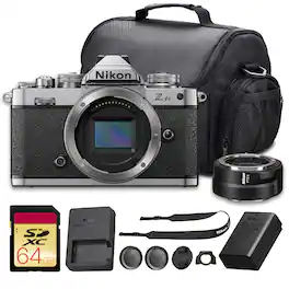 Nikon - Z fc Mirrorless Digital Camera + FTZ II Mount Adapter + 64GB Memory Card - Silver