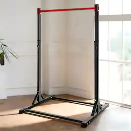 KERDOM - Pull-up Station 8 Level Height Adjustable, Stable Power Tower Station , Heavy Duty Horizontal Bar Trainer for Home Gym - Red - without Ring