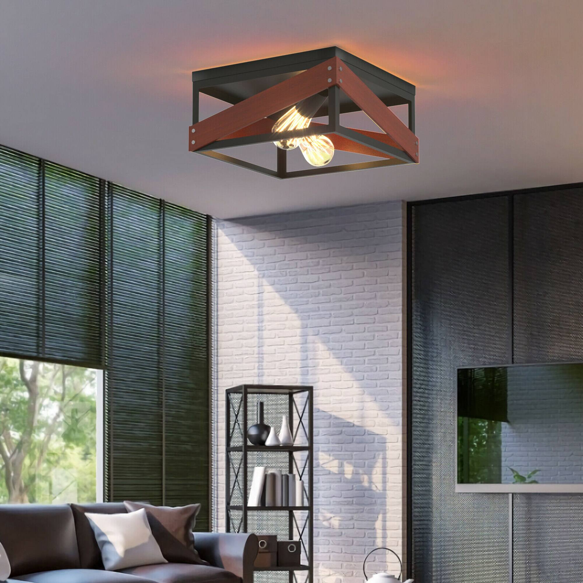 Alt View 1. Costway - Costway Adjustable Ceiling Lamp Geometric Lights Rustic Flush Mount Hallway Living Room - Black.