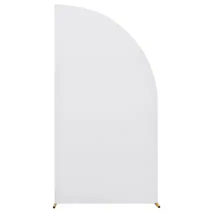 Front. GARVEE - 6.6 ft Wedding Arch Cover,Spandex Fitted Arch Covers,Round Top Chiara Arch Backdrop Cover - WHITE.