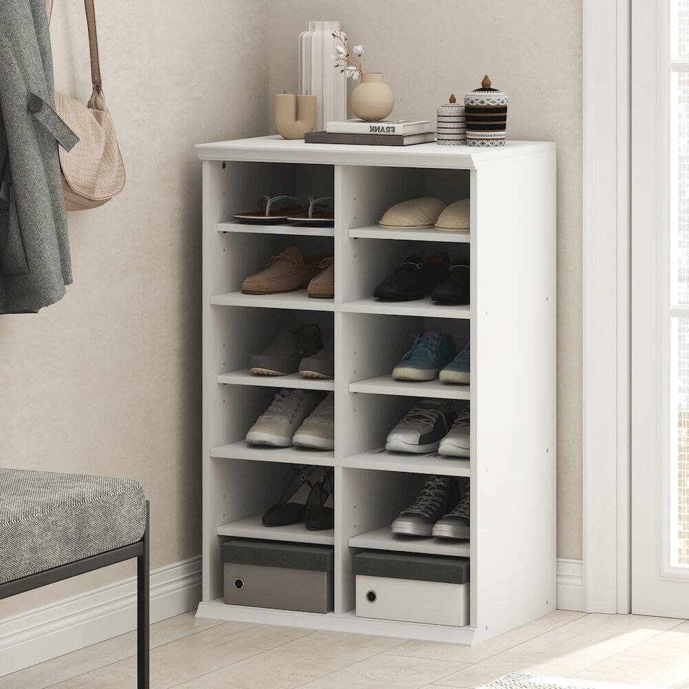 Angle. Furinno - FANO Closet Organizers and Storage, 12-Cube Closet Organizer with Adjustable Shelves,Stackable Open Shelf Closet Shelves - White.