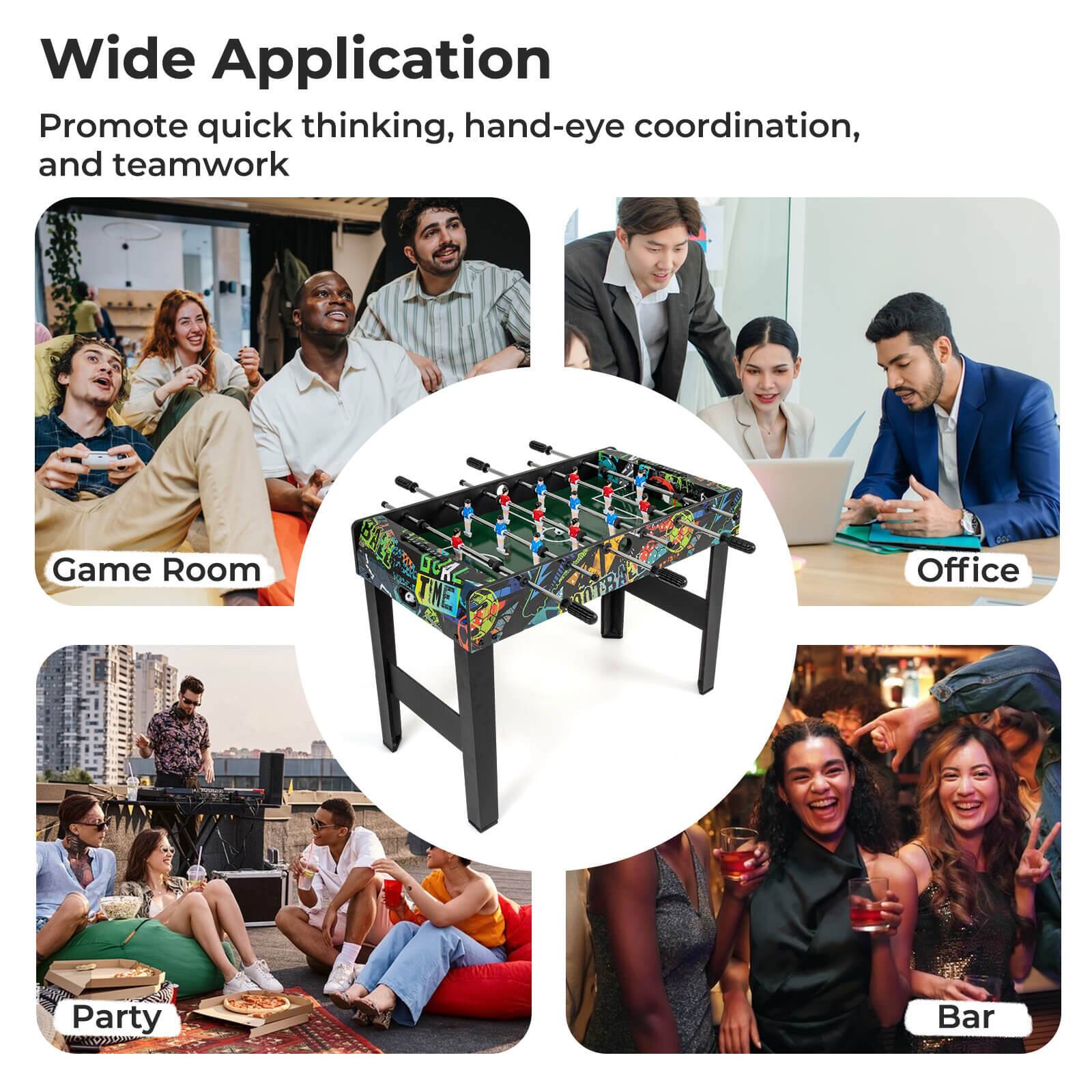Wide Application  
Promote quick thinking, hand-eye coordination, and teamwork  

- Game Room  
- Office  
- Party  
- Bar
