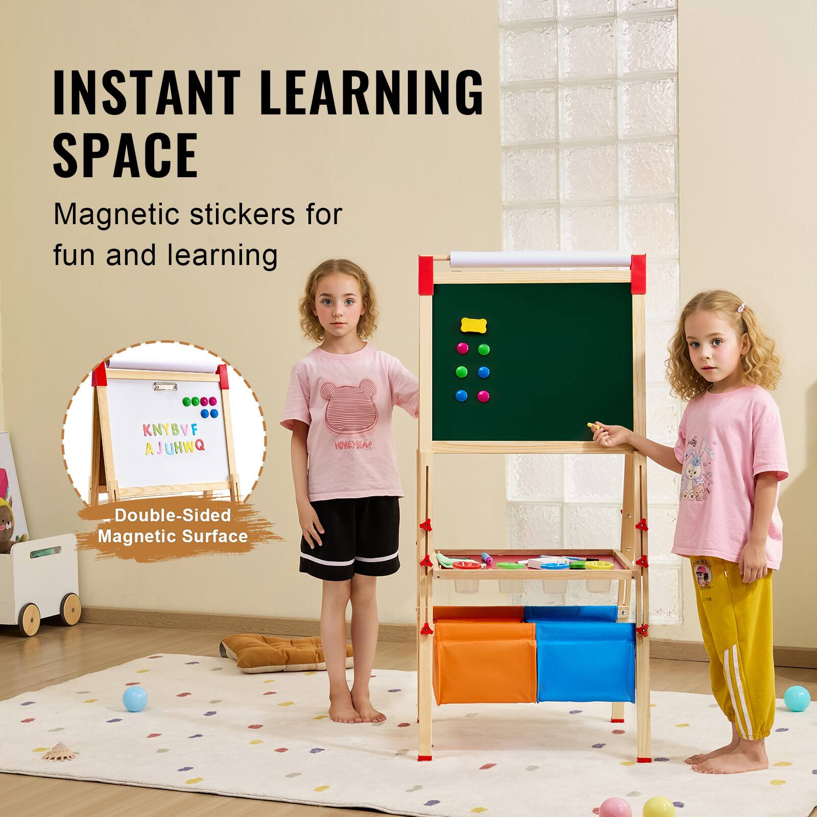 INSTANT LEARNING SPACE  
Magnetic stickers for fun and learning  

Double-Sided Magnetic Surface  

KNYBVF  
AJUHWQ  
MRCSOH
