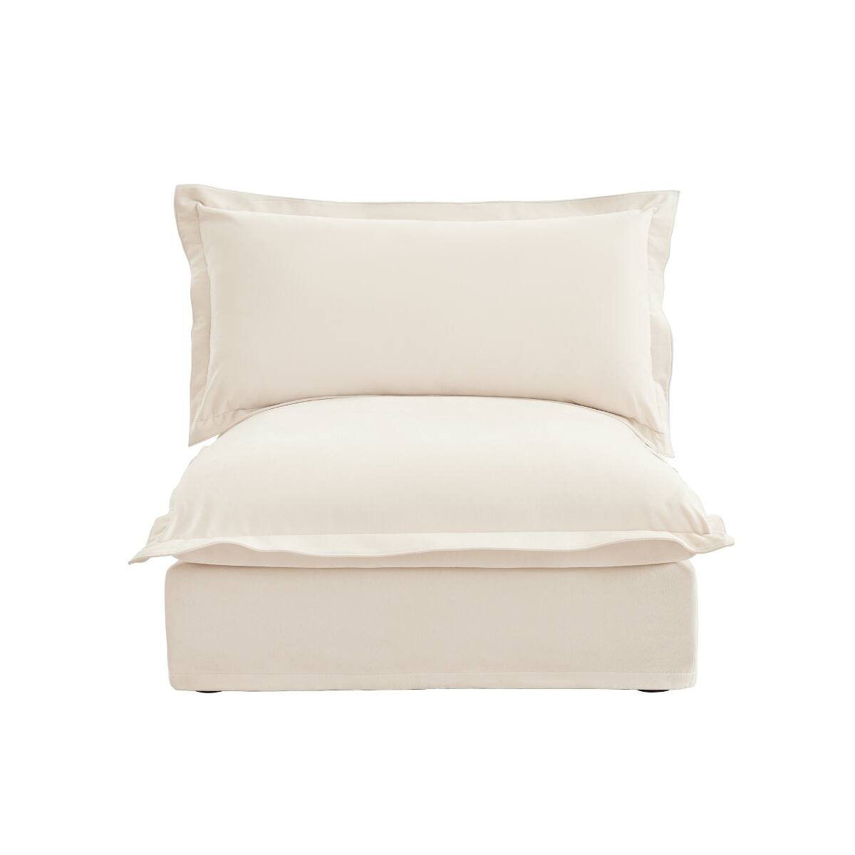 Alt View 3. Ropilly - Ropilly Cream Armless Sofa, Chenille Single Seat Sofa with Deep Seat and Removable Covers - Cream.