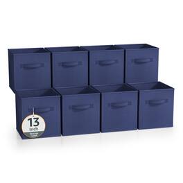 Sorbus - Fabric Storage Cubes, 8 Foldable Storage Bins for Organizing Pantry, Cubbies, Toy Box, Clothes Storage - Navy Blue