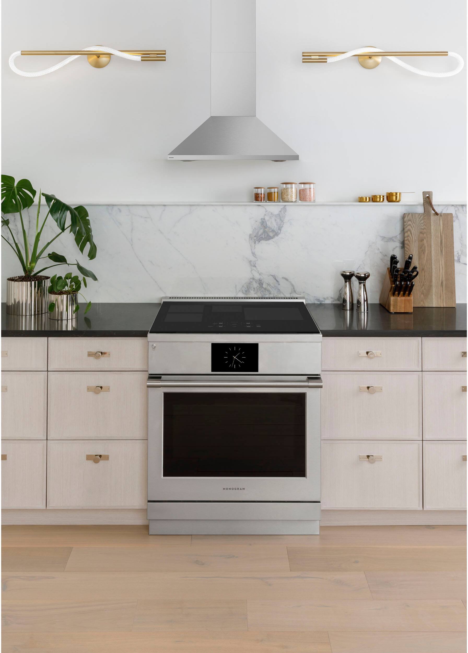 Alt View 12. Monogram - 30" Wall-Mounted Pyramid Chimney Smart Vent Hood with Air Quality Sensors - Stainless Steel.