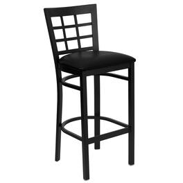 Flash Furniture - HERCULES Series Window Back Metal Restaurant Barstool - Vinyl Seat - Black