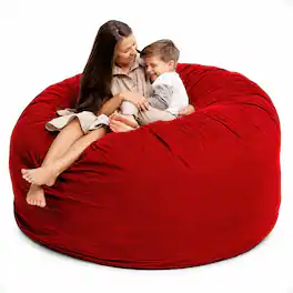 Ultimate Sack - 6ft Bean Bag Chair, Oversized Indoor Comfy Lounger, Suede - Red