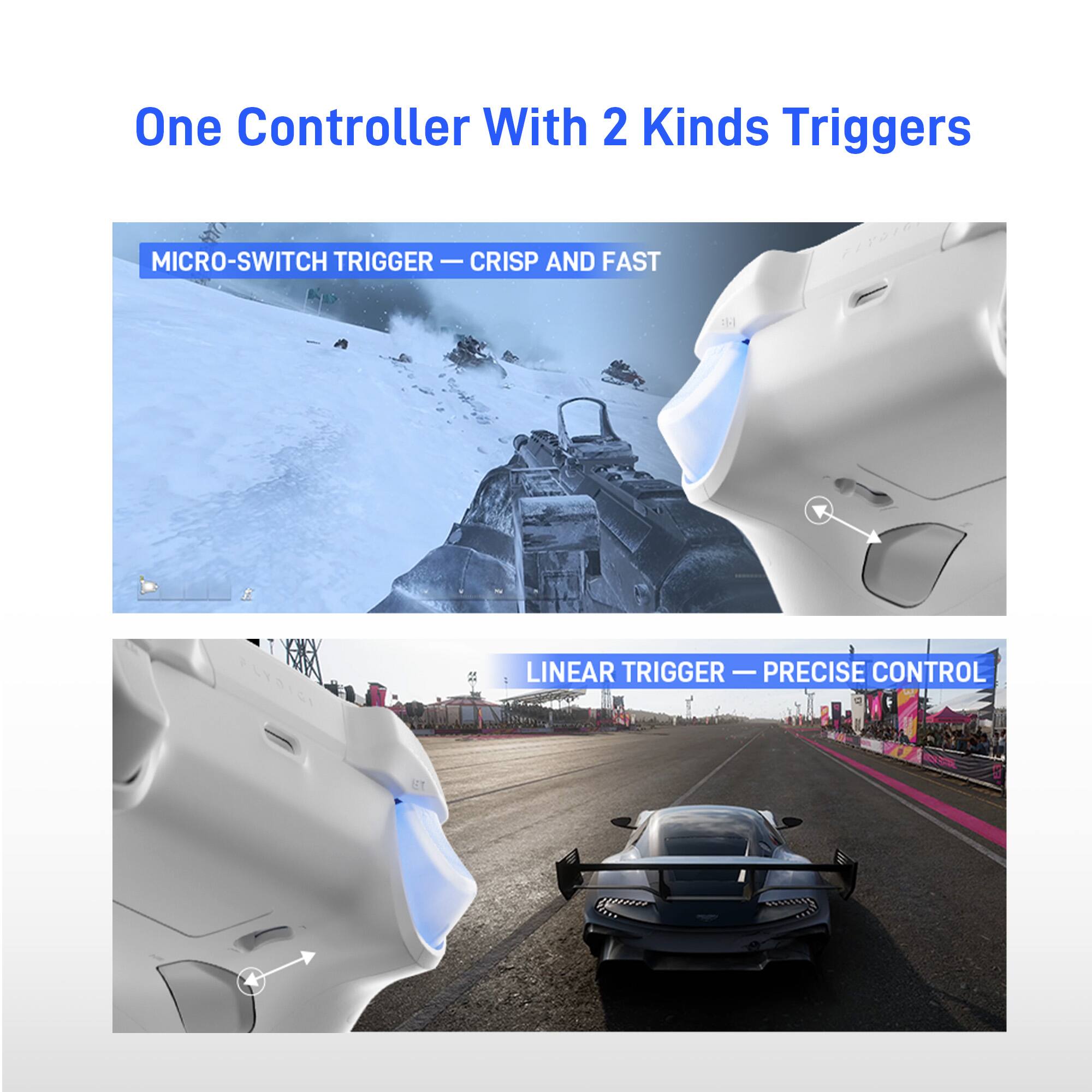 One Controller With 2 Kinds Triggers

MICRO-SWITCH TRIGGER — CRISP AND FAST

LINEAR TRIGGER — PRECISE CONTROL