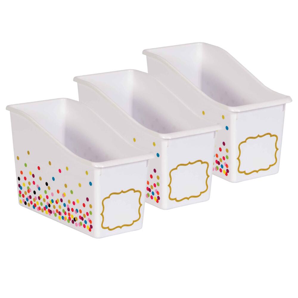 Front. Teacher Created Resources - Teacher Created Resources Confetti Plastic Book Bin, Pack of 3.