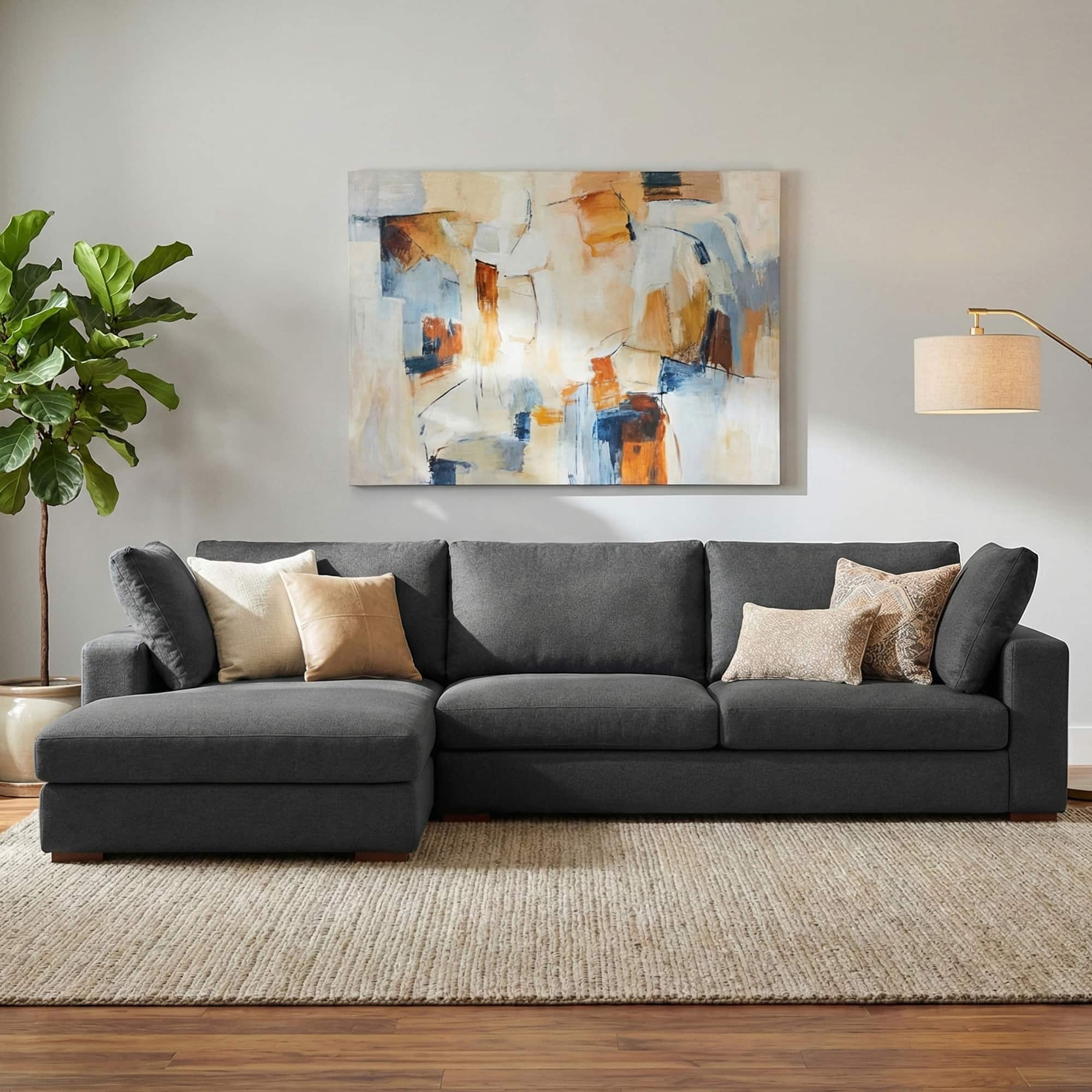 Simpli Home - Charlie Left-Facing Sectional in Tightly Woven Performance Fabric - Pebble Grey