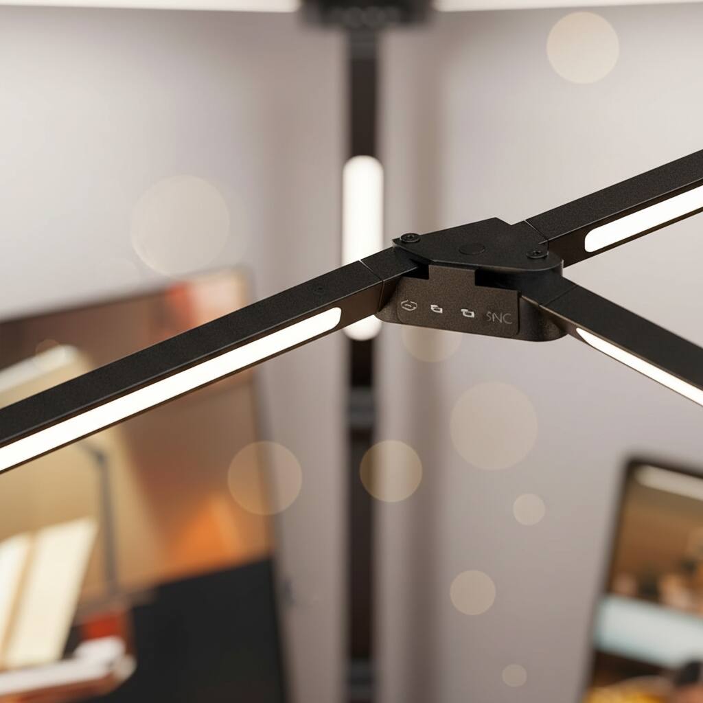 Alt View 1. Dazzed Corner - LED Desk Lamp, 24W Dimmable, Eye-Caring 3-Lights - Black.