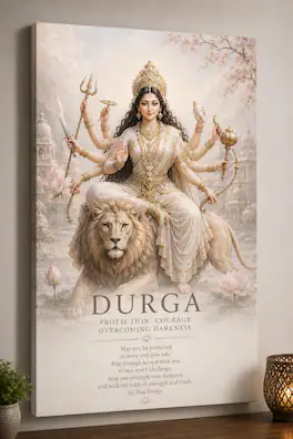 FC Design - Large Durga Goddess Canvas Print 24x36" Divine Protection Spiritual Art Painting Home Wall Decor - MultiColor